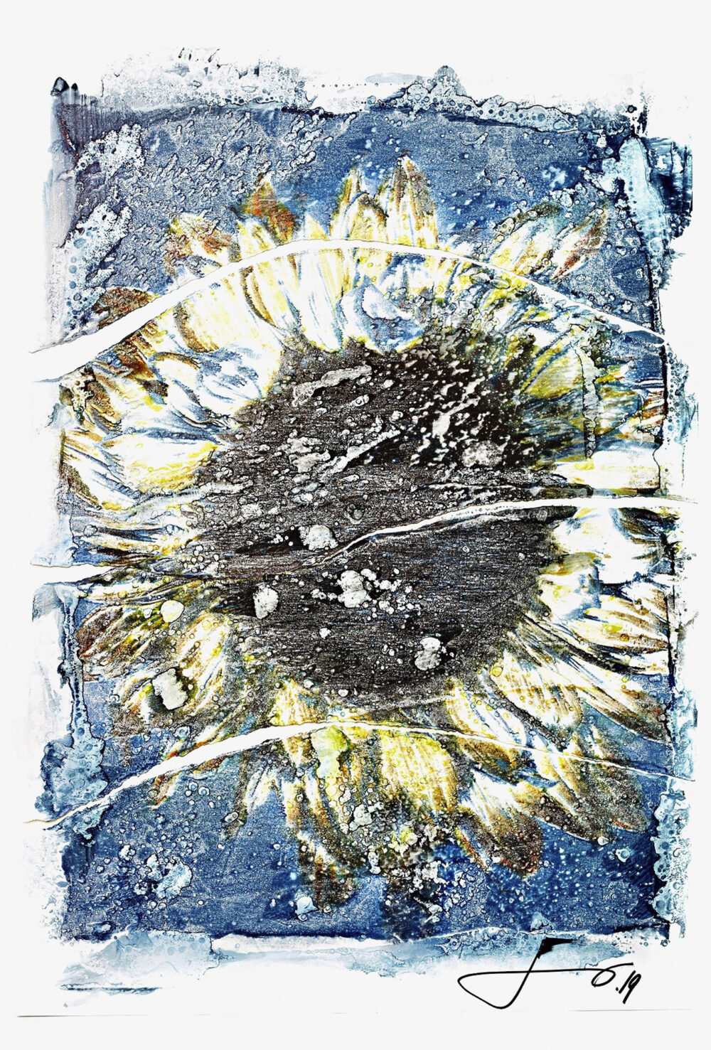 SUN FLOWER YELLOW BLUE RHAPSODY ROBERT JASO GALERIE BEL'ARTI