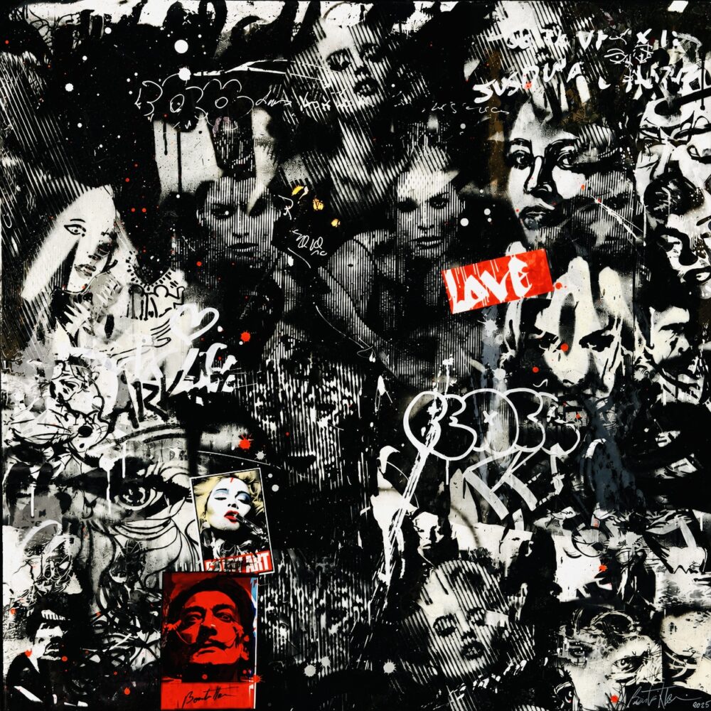 peace love black white Cedric bouteiller galerie bel'arti