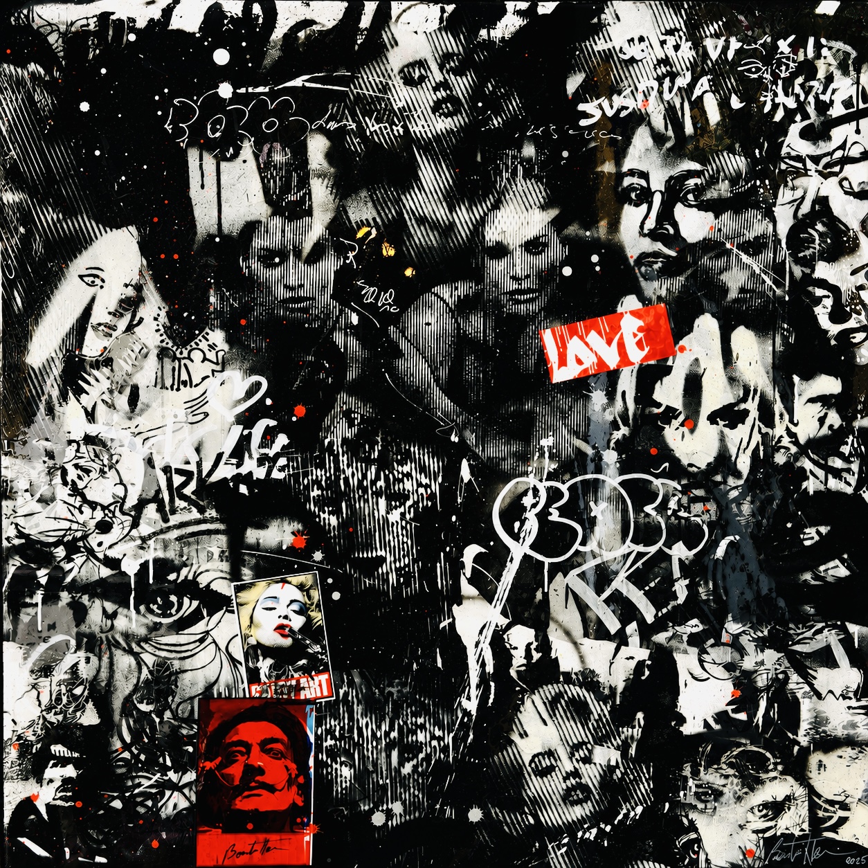 peace love black white Cedric bouteiller galerie bel'arti